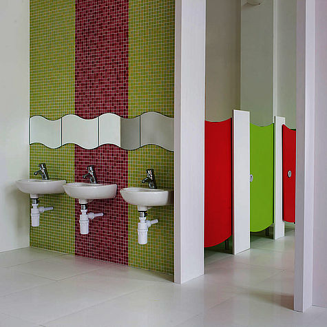 Armitage Shanks colourful primary school bathroom.